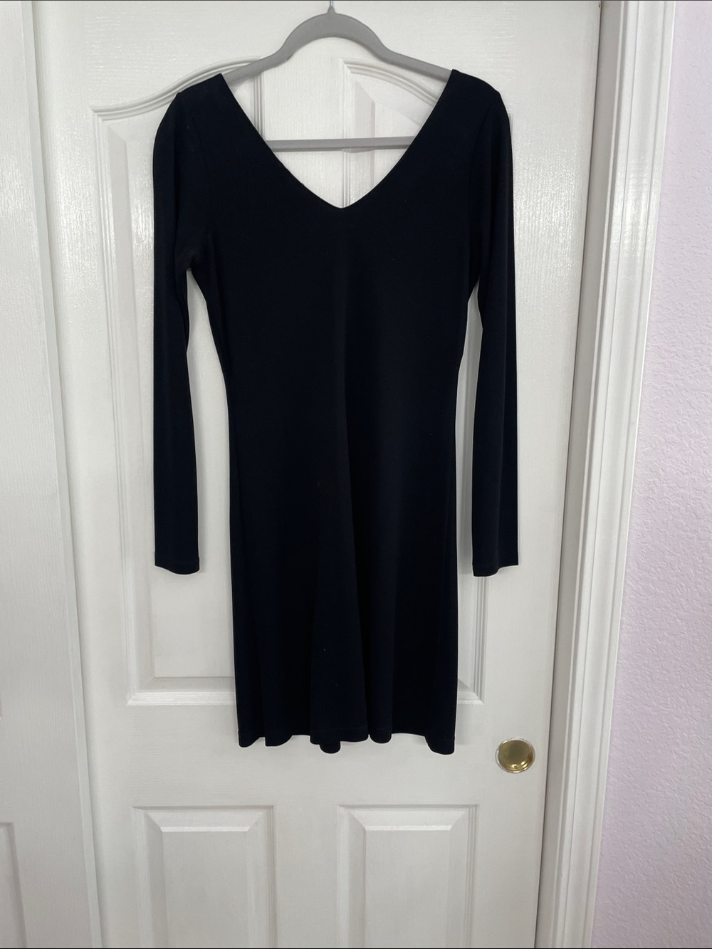 Lauren Ralph Lauren Black Long Sleeve V-Neck Knit Dress